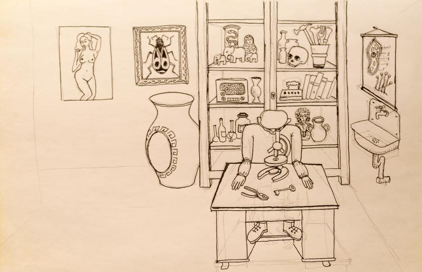 Фото №1004313.  В лаборатории. Графика. Рашид Тухватуллин