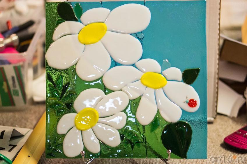 Фото №119249. Панно "Ромашки". Фьюзинг. Дом стеклянного творчества, ноябрь 2012