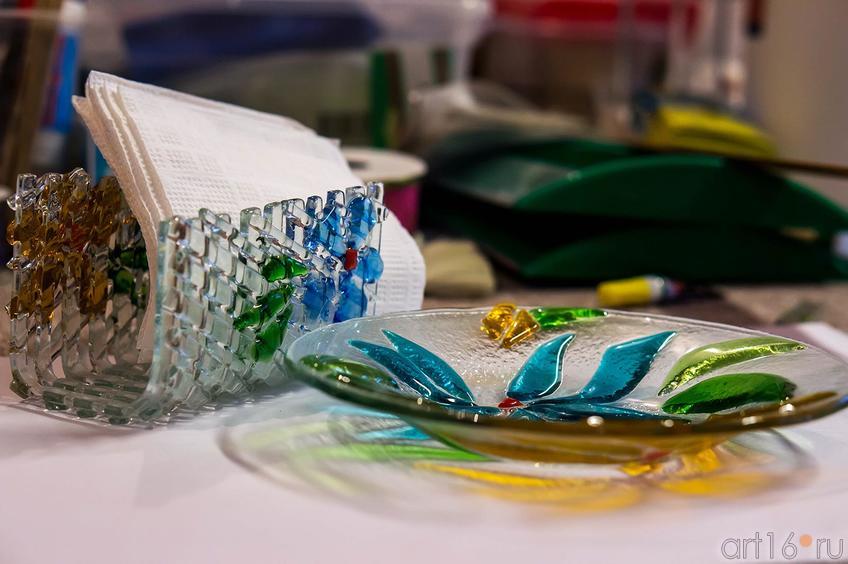 Фото №119285. Салфетница и тарелка. Фьюзинг. Дом стеклянного творчества, ноябрь 2012