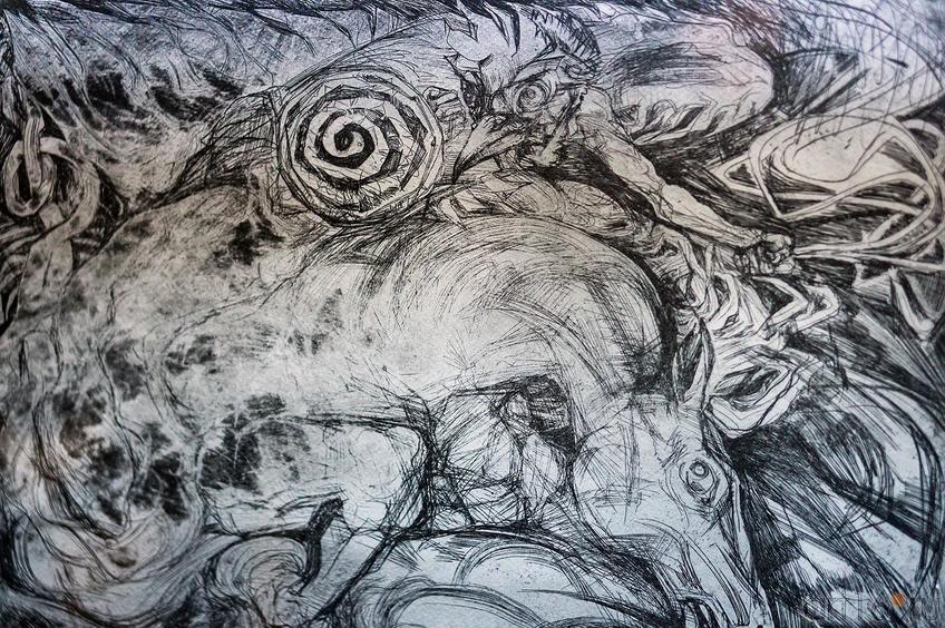 Фото №123338. РЕПНИН СЕРГЕЙ г.Казань ВСАДНИК Бумага, офорт карандашом