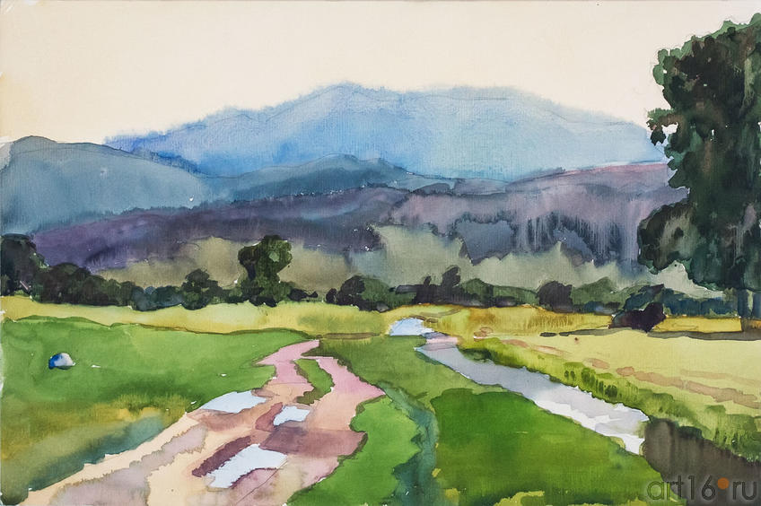 Фото №148823. Дорога на Саянские горы. "После дождя". 1965.  Никитина Г.А.(1927)