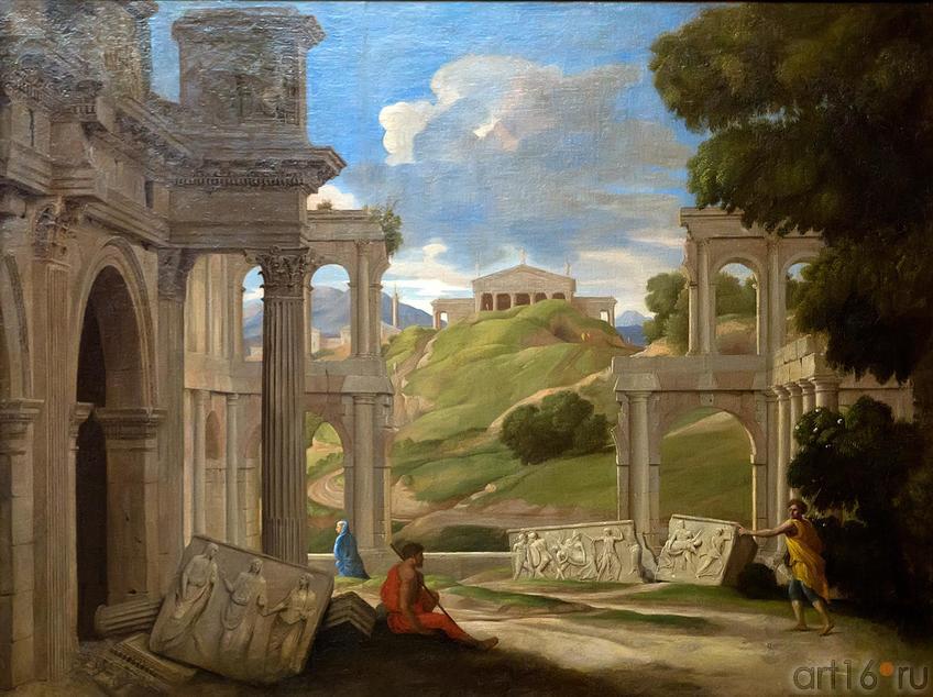 Фото №211273. ЛЕМЕР ЖАН. 1597- 1659 Франция ДРЕВНИЕ РАЗВАЛИНЫ Холст, масло