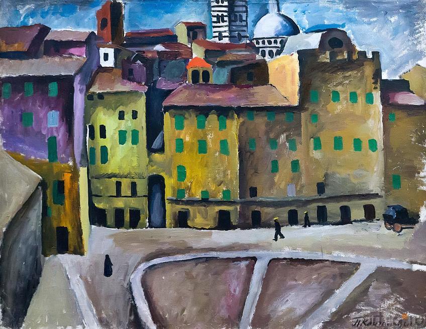 Фото №212331. КОНЧАЛОВСКИЙ ПЁТР ПЕТРОВИЧ. 1876-1956 ПЛОЩАДЬ СИНЬОРИИ В СИЕНЕ. 1912 Холст, масло