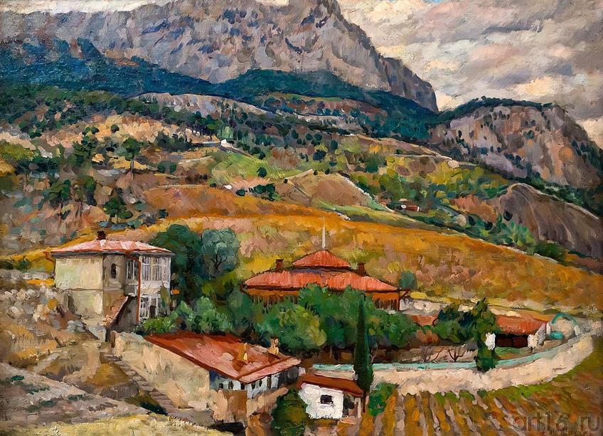 Фото №213675. МАШКОВ И.И. 1881-1944 ГОРИСТЫЙ ПЕЙЗАЖ. ПАСМУРНЫЙ ДЕНЬ Холст, масло