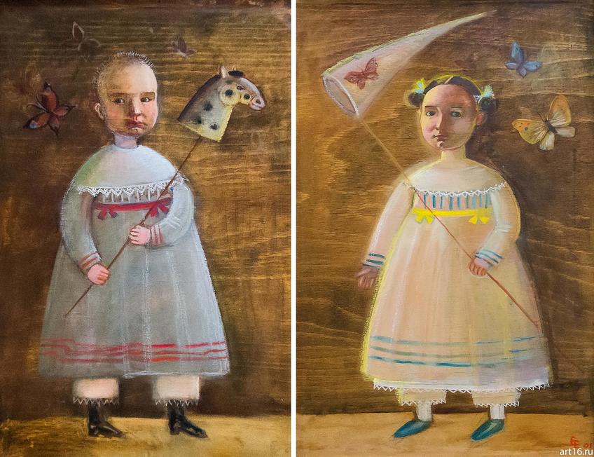 Фото №915274. Елена Ермолина 1971. Дети. Диптих 2016. Фанера, масло