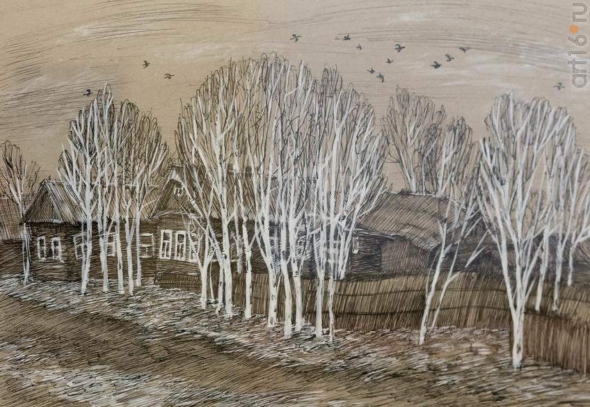 Фото №919341. Мария ЗАВЕРНИНА, Архангельск, 1975. «Первый снег», 2010, тушь, перо, 28x41