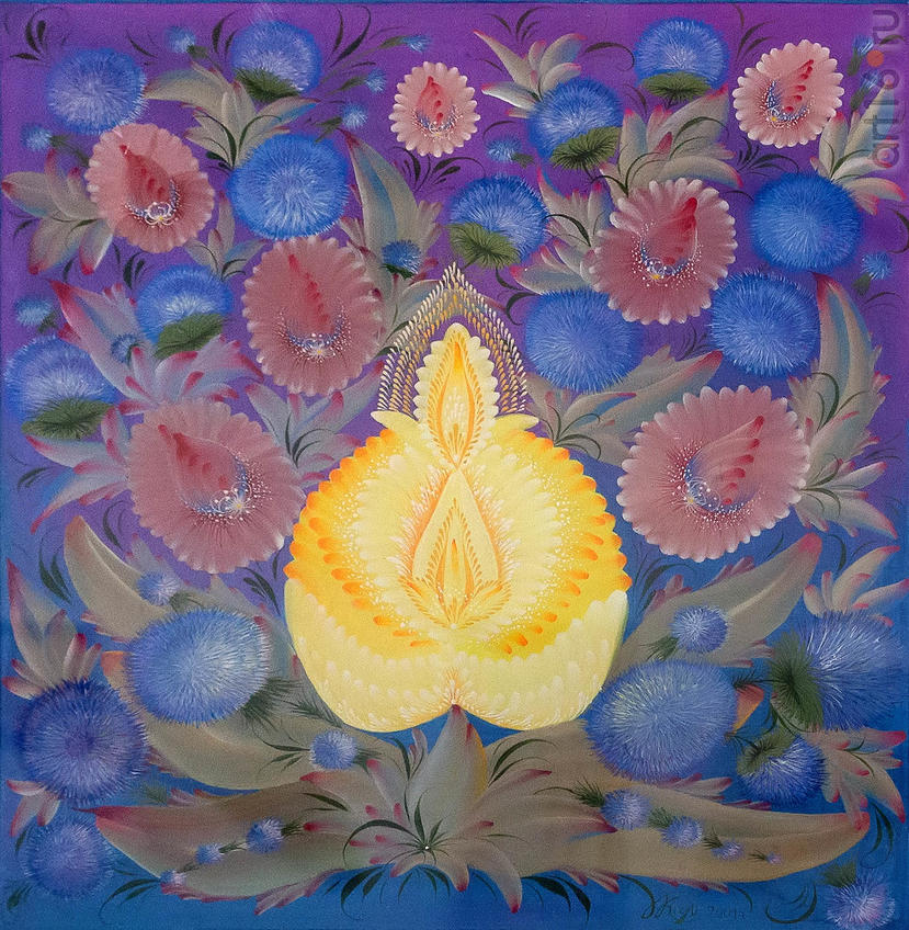 Фото №957603. Л. Л.Кириллова «Подвиг несущий» (На дозоре) 1998 г. Бумага на оргалите, гуашь, роспись, 61x57