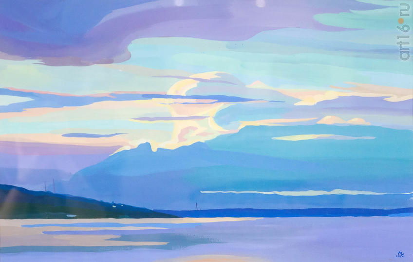 Фото №957643. С.Б. Медведева «Закат над Волгой» 2018 г. Бумага, гуашь, 38x58