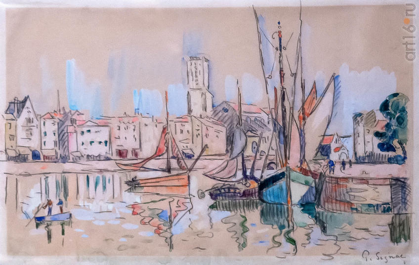 Фото №963534. Парусники у причала в Онфлёре. Около 1920. Поль Синьяк (1863-1935), Франция