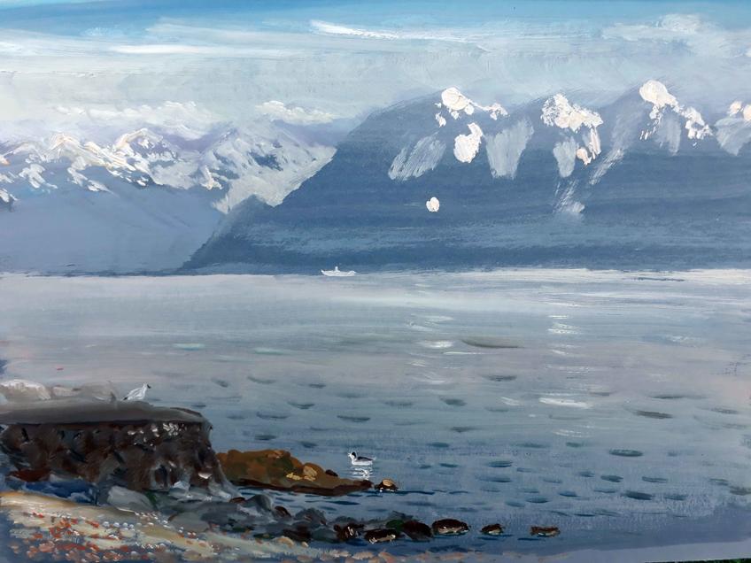 Фото №975620. Альпы на закате 2018 к.,м 20х30