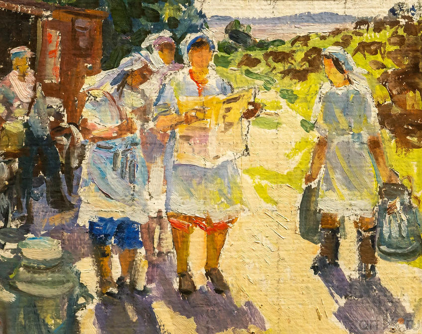 Фото №976780. На пастбище, 1976, Куделькин В.И.; картон, масло