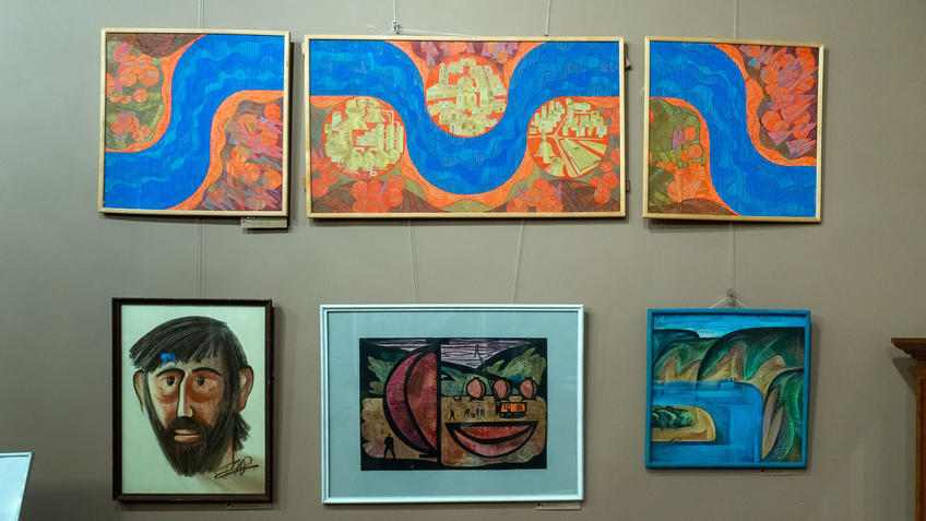 Фото №981244. Триптих «Прикамье». 1987. /Автопортрет. 1980-е.  /Газгольдеры. 1970-е /Тихий город. 1970-е.  Иванов Г.А./