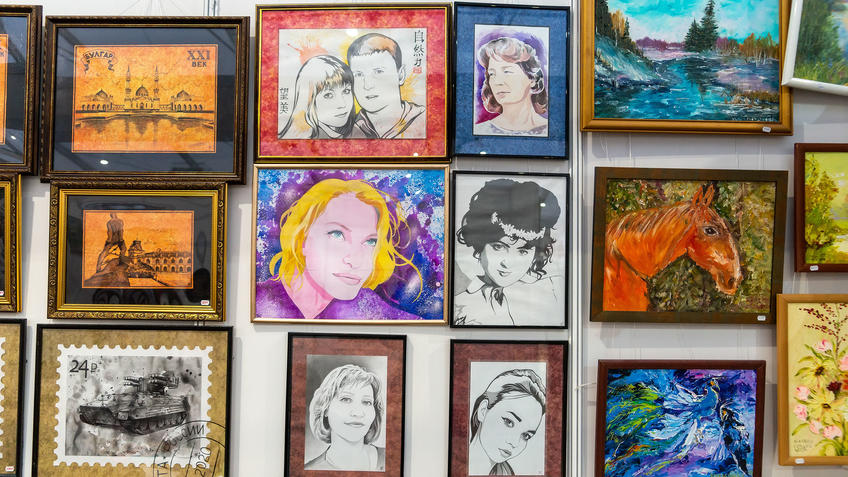 Фото №984162. Фрагмент экспозиции. Работы  художников Каз. отделения ПСХ СНГ, АРТ -Галерея, Казань 2020